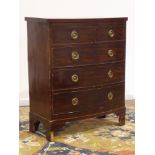 19th century mahogany bow front chest, two short and three long drawers, bracket feet, W101cm,