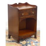Late 20th century mahogany bedside table, leather inset slide and single drawer,