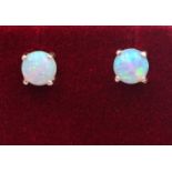 Pair of silver opal stud ear-rings