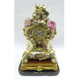 19th century Rococo style porcelain mantel clock,