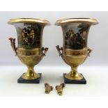 Pair mid 19th century Continental campana shaped vases,