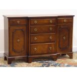 Bevan Funnell 'Reprodux' small mahogany break front sideboard, six drawers and two cupboards,