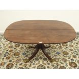 Regency mahogany dining table, figured tilt top,