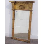 19th century gilt wood and gesso pier glass mirror, shell and flower head motifs,