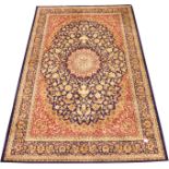Persian Keshan design blue ground rug/wall hanging,