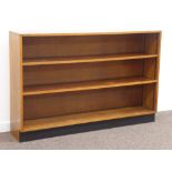 Vintage oak bookcase fitted with two adjustable shelves, W145cm, H94cm,