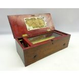 19th Century Swiss 6-air musical box with comb and cylinder movement in simulated rosewood case