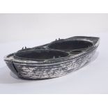 Early 19th century two division decanter stand in the form of a rowing boat,