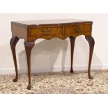 Mid 20th century Queen Anne style walnut two drawer side table on acanthus carved cabriole supports,
