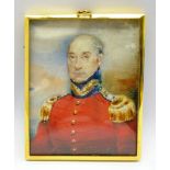 Early 19th century miniature half length portrait of an officer wearing uniform, by Mary Millington,