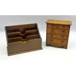 19th century miniature mahogany chest, three long and two short drawers,