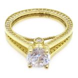 9ct gold fancy set cubic zirconia ring,