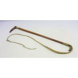 Early 20th century horn handled riding crop with metal collar inscribed 'Presented to Lewis Stanton