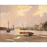 Don Micklethwaite (British 1936-): Harbour at Low Tide,