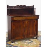 Regency rosewood chiffonier, scroll and shell carved cresting rail,