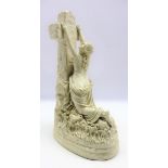 Victorian Parian ware figure 'Rock of Ages' on an oval base,