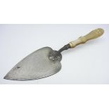 Victorian silver presentation trowel inscribed to' Mrs Foster of Cliff Hill' on the laying of the