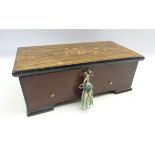 19th Century musical box with comb and cylinder movement in simulated rosewood case,