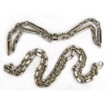 Victorian silver fancy figaro chain with clip by Joseph Sewill,