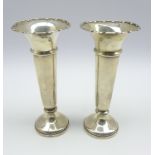 Pair of silver trumpet shape vases H 18cms Birmingham 1918