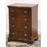 Small reproduction walnut serpentine chest of four drawers, on bracket feet, W51cm, H70cm,