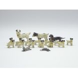 Silver model of a cat stamped 925, spelter model of a Daschund,