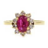18ct gold (tested) ruby and diamond cluster ring Condition Report & Further Details