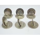 Set of 6 silver menu holders of plain circular form Chester 1903 Maker: Sampson Mordan and Co
