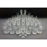 Suit of crystal drinking glasses including a set of six Royal Brierley tumblers,