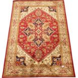 Persian Heriz design red ground rug/wall hanging,
