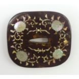 Unusual Japanese lacquer and mother of pearl Tsuba,