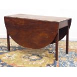 19th century mahogany Pembroke table, oval drop leaf top, gate leg action base,