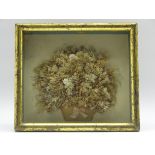 Early Victorian Seaweed basket picture in glazed shadowbox frame,