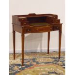 Bevan Funnell 'Reprodux' yew wood Carlton House style desk, leather inset top, seven drawers,