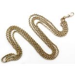 Gold muff chain stamped 9c, approx 21.