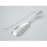 William IV silver fiddle pattern fish slice with pierced blade,