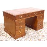 Reproduction mahogany twin pedestal desk,