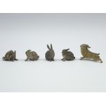 Five cold painted bronze Rabbits,