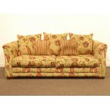 Browns of York - Grande three seat sofa upholstered in beige fabric with raised embossed floral