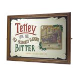 20th century Tetley Bitter advertising mirror in stained beech frame,