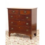 Early 19th century mahogany chest, two short and three long drawers, bracket feet, W96cm, H104cm,