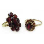 8ct gold garnet cluster ring stamped 333 and 9ct gold garnet ring hallmarked Condition