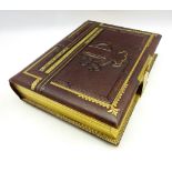 Victorian leather and brass bound musical photograph album,