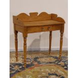 Victorian pine wash stand, raised back and sides, single drawer, W90cm, H94cm,