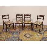 Set four Regency dining chairs, tapered reeded framed and sabre leg supports,