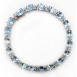 18ct white gold oval aquamarine and diamond bracelet, stamped 750, aquamarines approx 12ct,