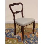 Victorian rosewood shaped balloon back bedroom chair with upholstered seat