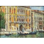 R James (20th century): Venetian Canal Scene, oil on wood panel,