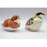 Two Royal Crown Derby paperweights 'Red Legged Partridge' and 'Pheasant',