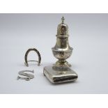 Late Victorian plain silver Vesta case, silver menu holder,